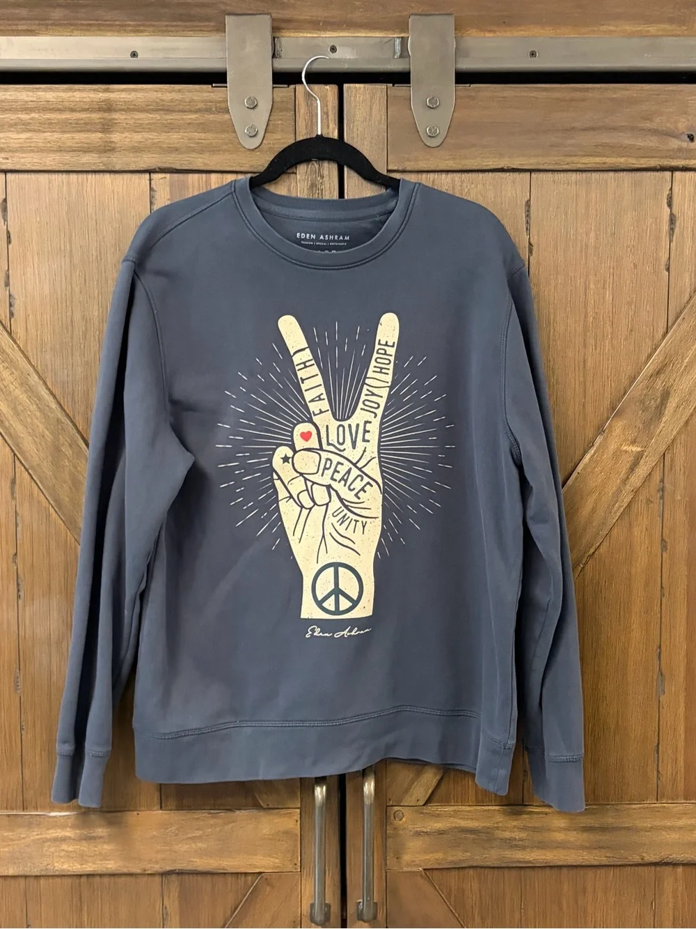 Eden Ashram Peace, Love, Unity, Faith, Joy & Hope Iconic Sweatshirt Size XL - Picture 2 of 6